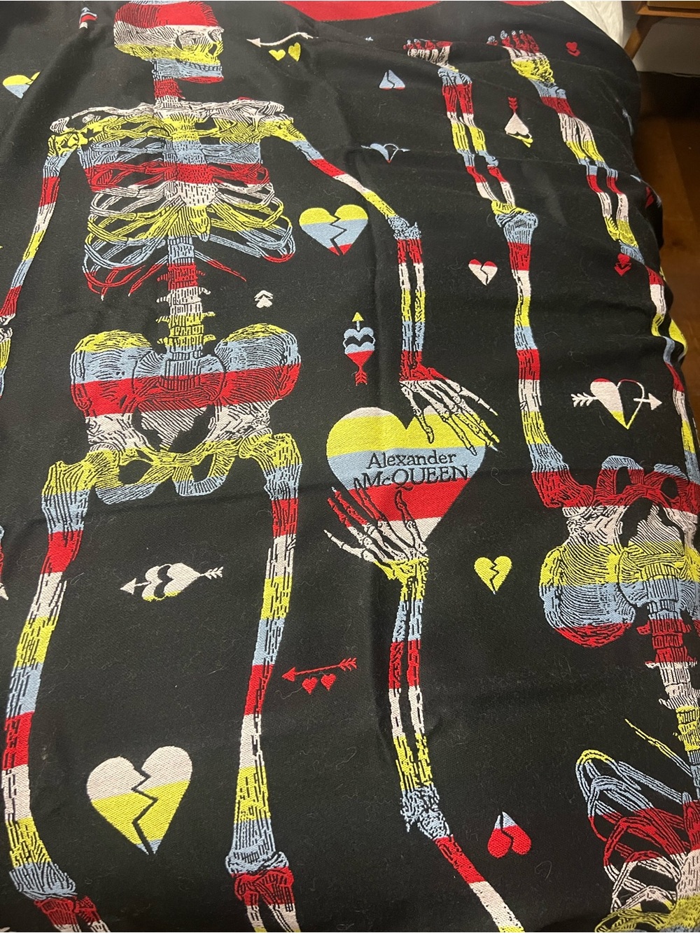 Alexander McQueen Black and Yellow Graphic Knit Throw